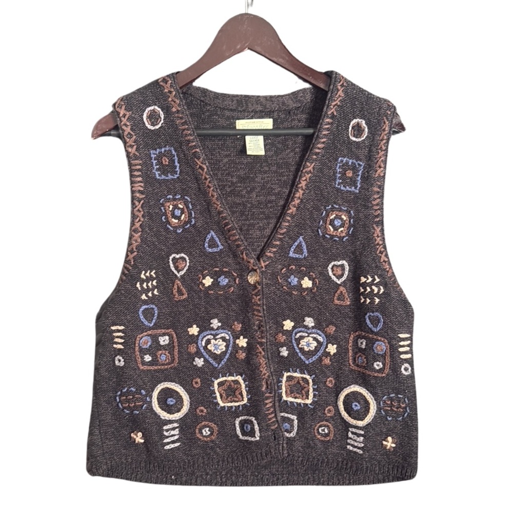 St. John’s Bay Patchwork Knitted Button Down Vest
